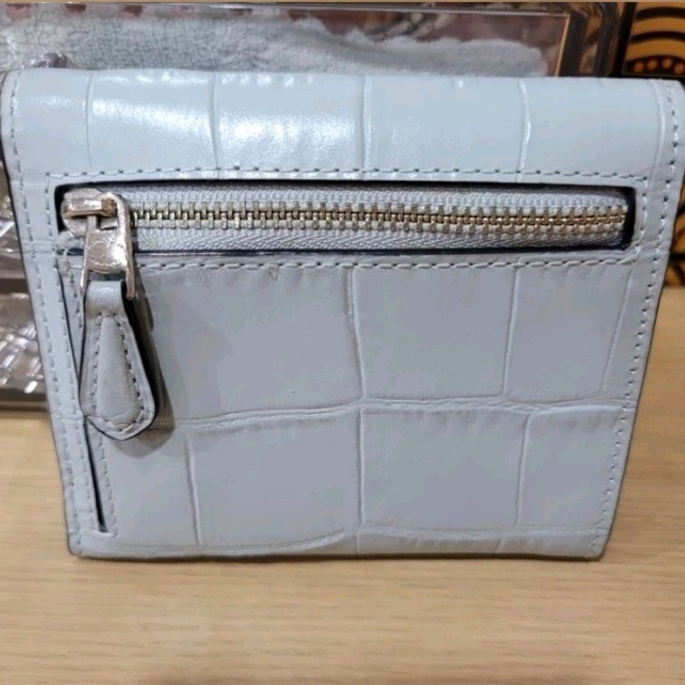 Coach Blue and Silver Wallet with Croc-Embossed Texture - Picture 2 of 7